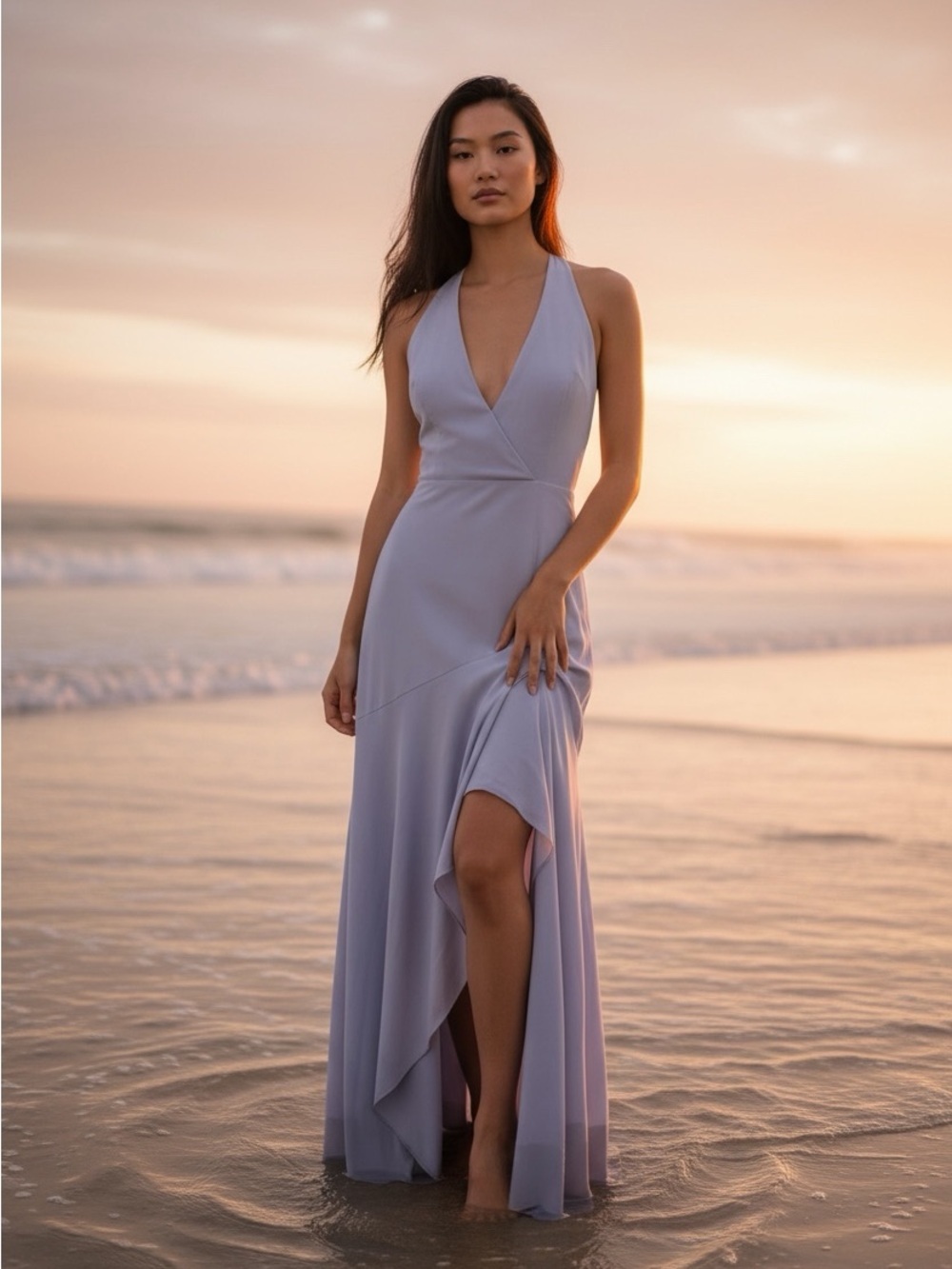 SZ 8, BCBG Maxazria mauve maximum gown.